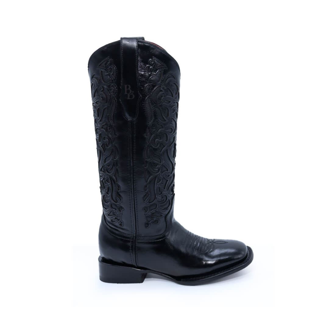 Bota Mandala Negro en Piel de Res BB102