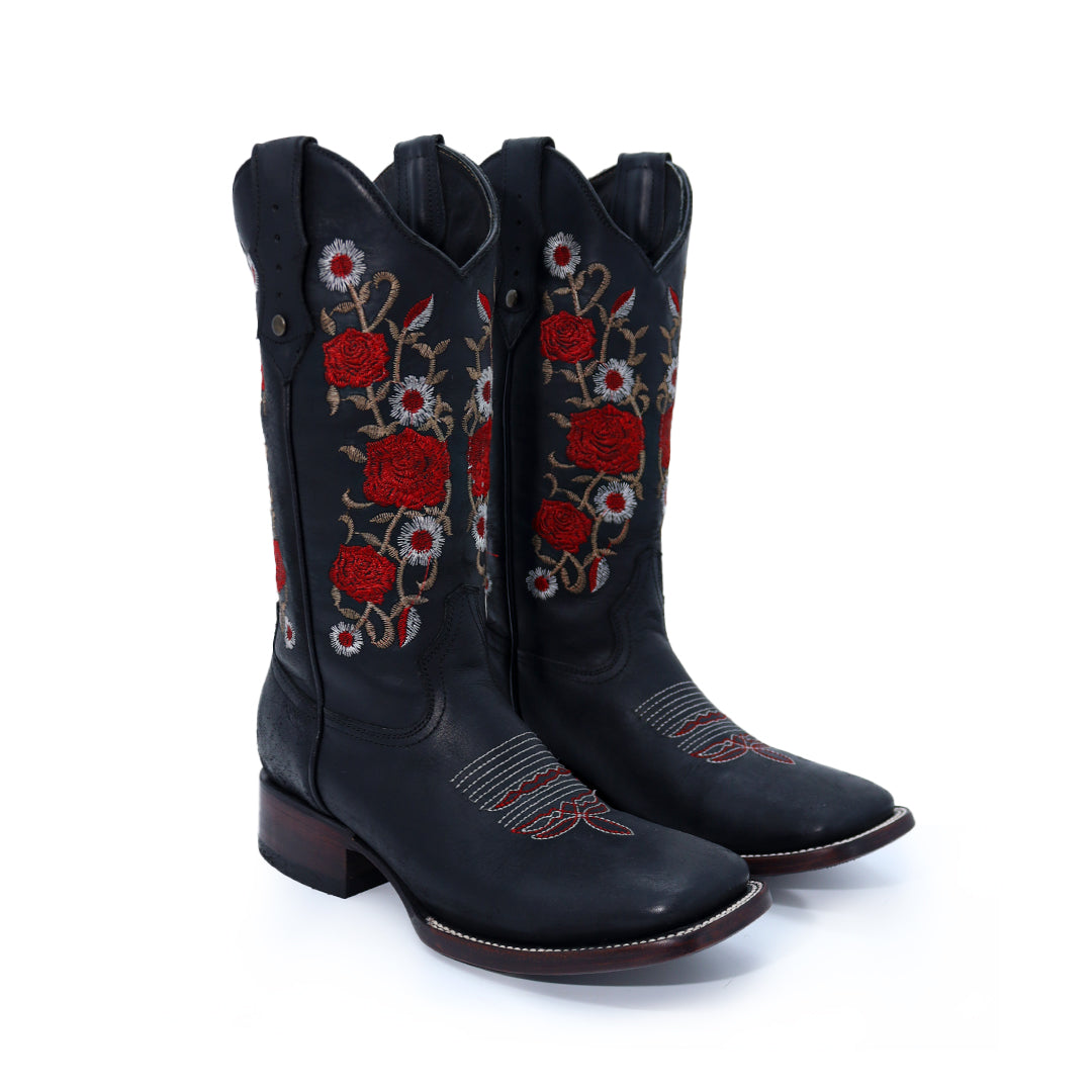 Bota Rosas en piel de Res BB113