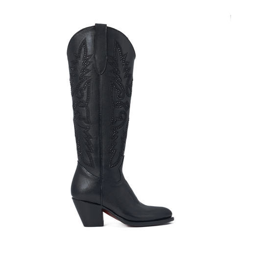 Bota Tiffany Negra en Piel de Res BB124