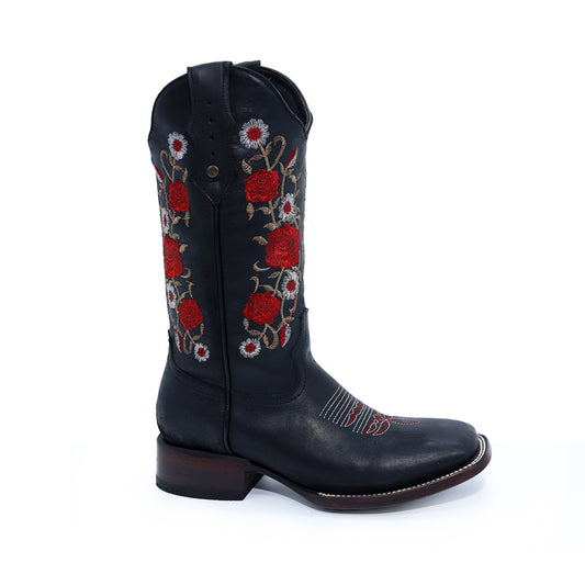 Bota Rosas en piel de Res BB113