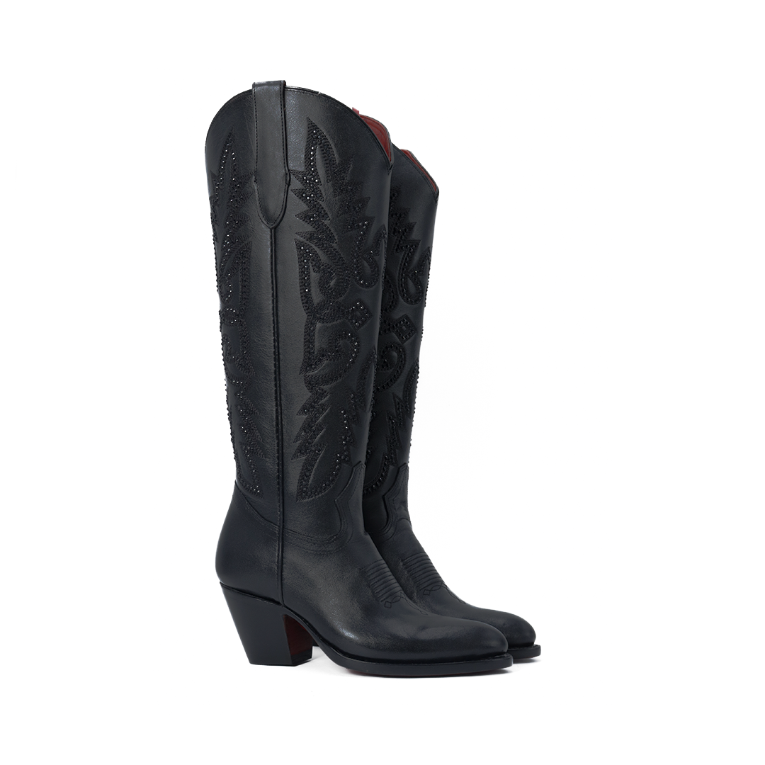 Bota Tiffany Negra en Piel de Res BB124
