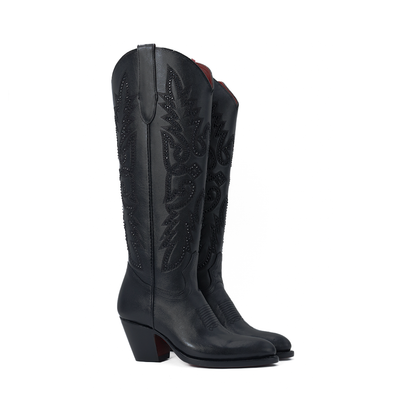 Bota Tiffany Negra en Piel de Res BB124