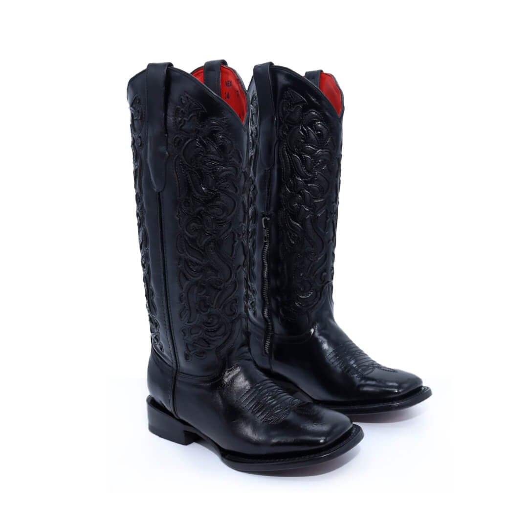 Bota Mandala Negro en Piel de Res BB102