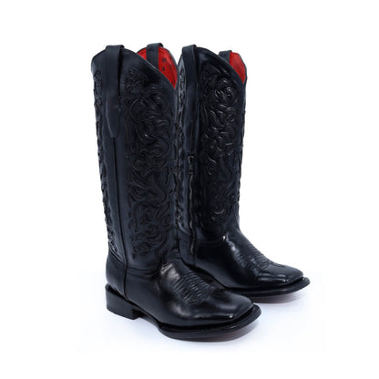 Bota Mandala Negro en Piel de Res BB102