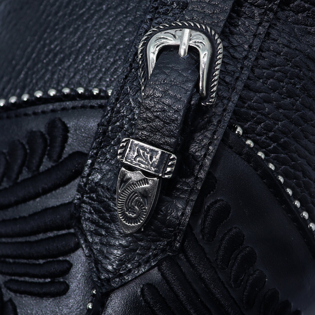 Bota Hilton Negro en Piel de Venado BB201